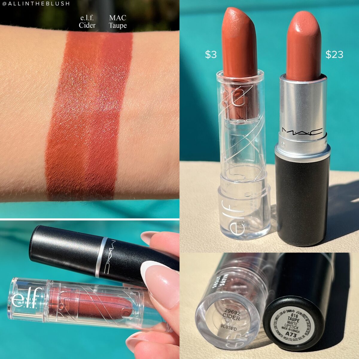 $3 e.l.f. Dupes for $23 MAC Lipsticks - All In The Blush