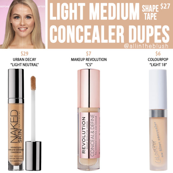 makeup revolution concealer dupes for shape tape