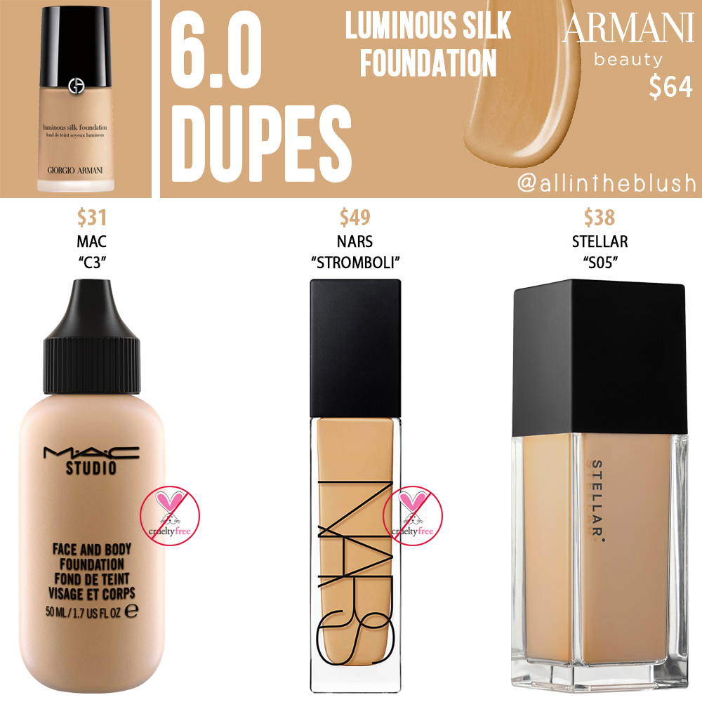 Armani Beauty  Luminous Silk Foundation Dupes - All In The Blush