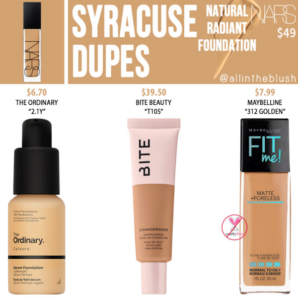 NARS Syracuse Natural Radiant Foundation Dupes - All In The Blush