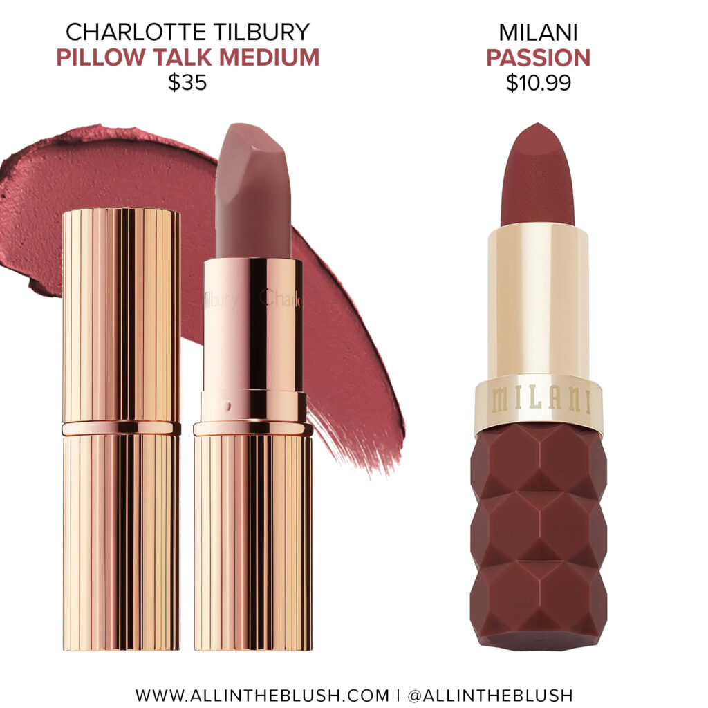 Charlotte Tilbury Pillow Talk Medium Matte Revolution Lipstick Dupes