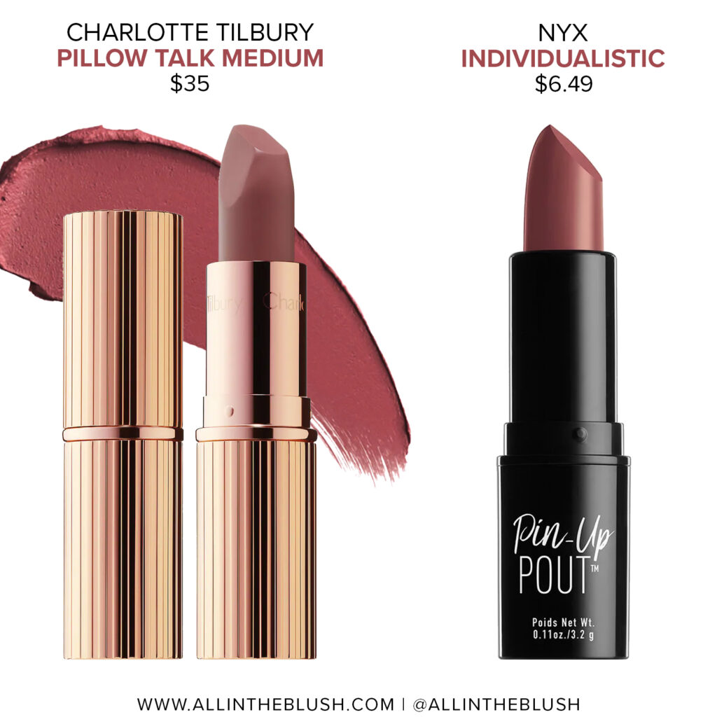 Charlotte Tilbury Pillow Talk Medium Matte Revolution Lipstick Dupes