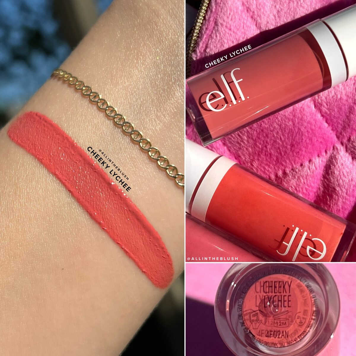 Swatching e.l.f.'s NEW Camo Liquid Blush Shade: Cheeky Lychee